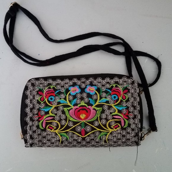 Embroidered Tapestry Zip Around Phone Crossbody - Picture 2 of 5